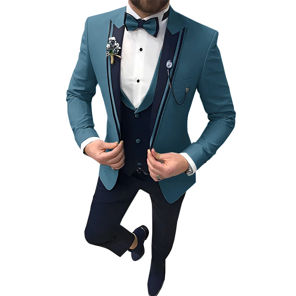 Bege de negócios masculino, colete e calça blazer, casual, viajante, escritório, casamento, 3 peças, elegante