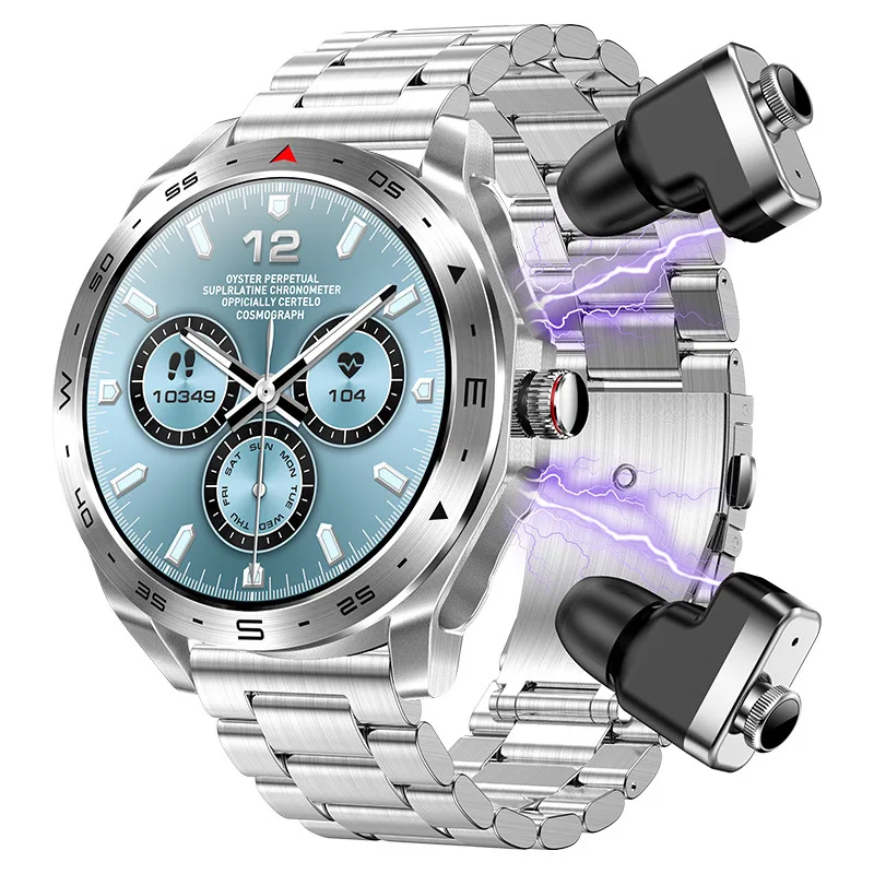 

T95 Smartwatch 2-in-1 TWS Earphone & Watch for Men With Alloy Watch Strap IPS HD Screen BT Calls Sports Health Monitor Stopwatch