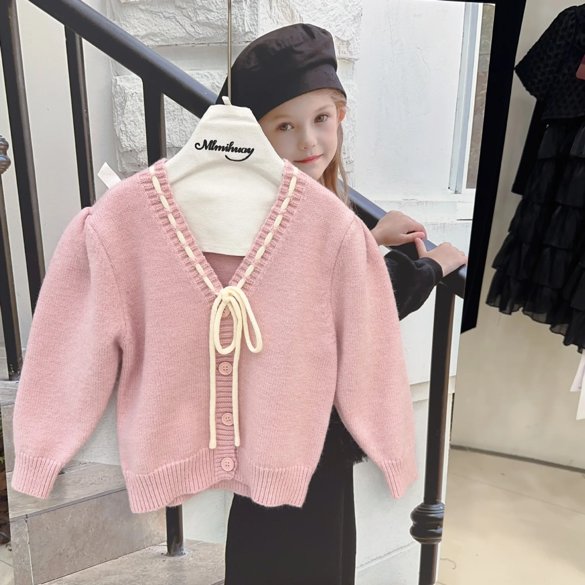 Baby Girl Top Girls New Explosive Loose High-grade Solid Color Cute Casual Fashion Children Cardigan Knit Fashion Sweater