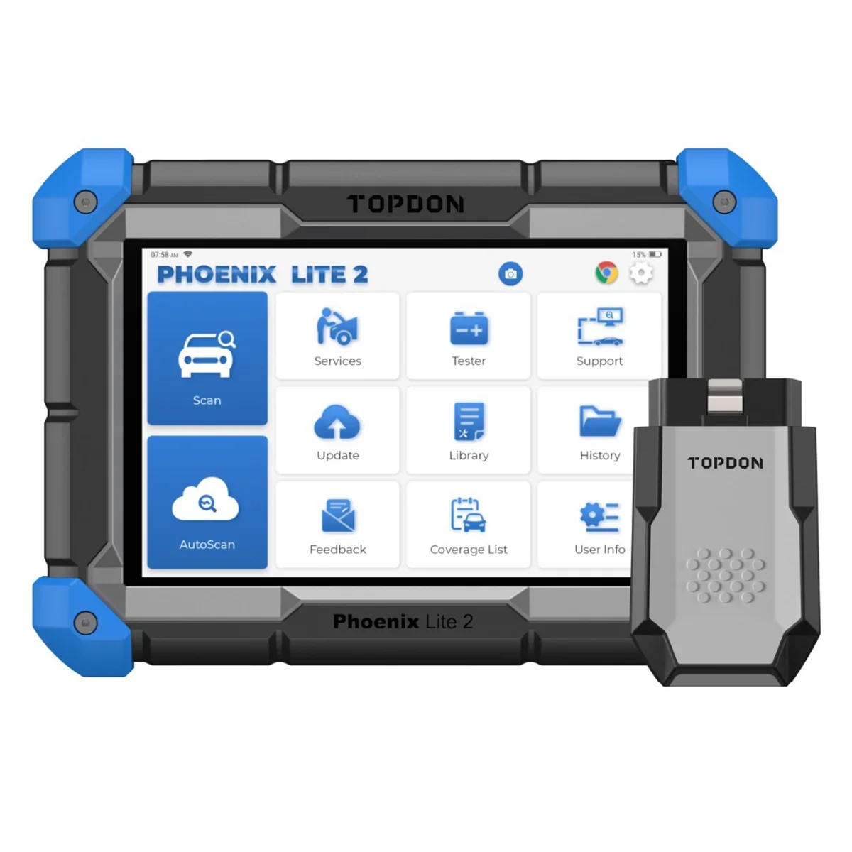 

Диагностический сканер TOPDON Phoenix Lite 2 с двунаправленной связью OBD2, кодирование блоков управления, 34+ функции сброса, FCA AutoAuth и 2 года бесплатных обновлений