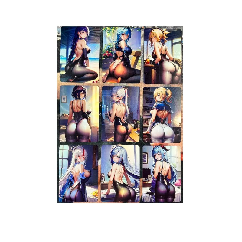 9pcs/set Game Collection Card Genshin Impact Black Silk Girl Kaedehara Kazuha Xiangling Beidou Anime Game Collection Card Toy