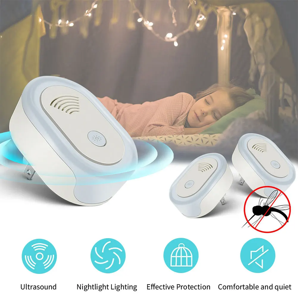 Electronic Ultrasonic Mosquito Repellent Killer with Night Light Anti Mouse Roach Mosquito Repellent Electronic Fly Killer