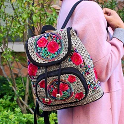 New National Embroidery Women Shopping Cover Backpacks!Nice Floral Embroidered Lady Bohemian Backrack Top-sale Canvas Backpack