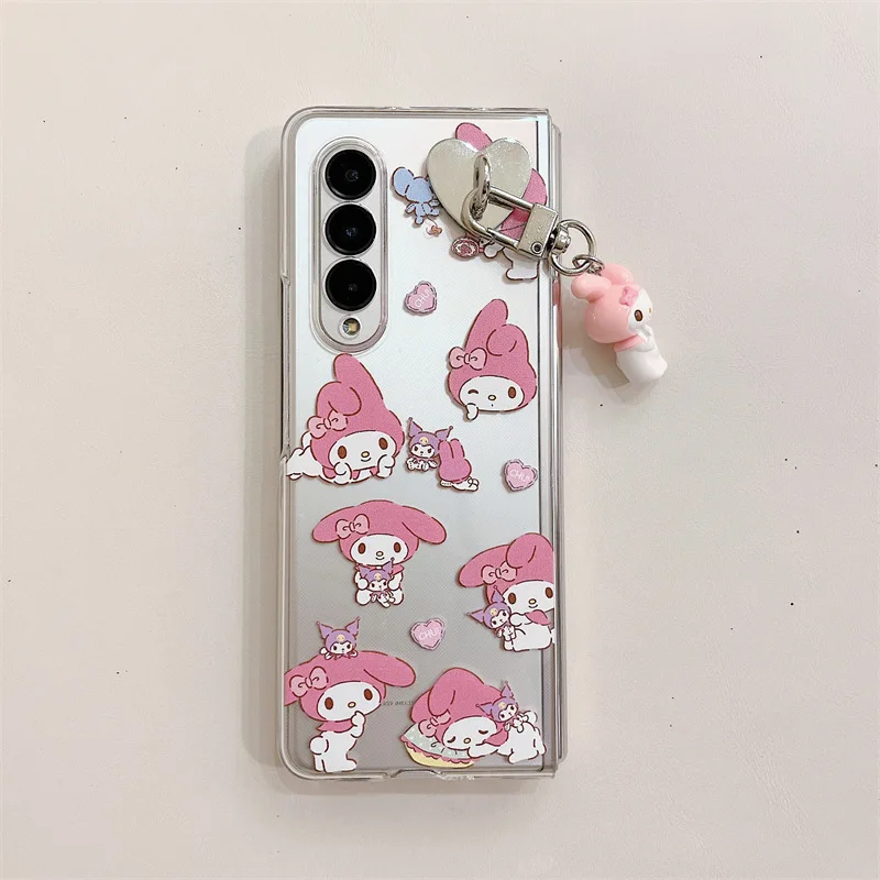 Чехол для телефона Kawaii Sanrio Kuromi My Melody с подвеской для Samsung Galaxy ZFold 4 Zfold 5 Z Fold 3 2