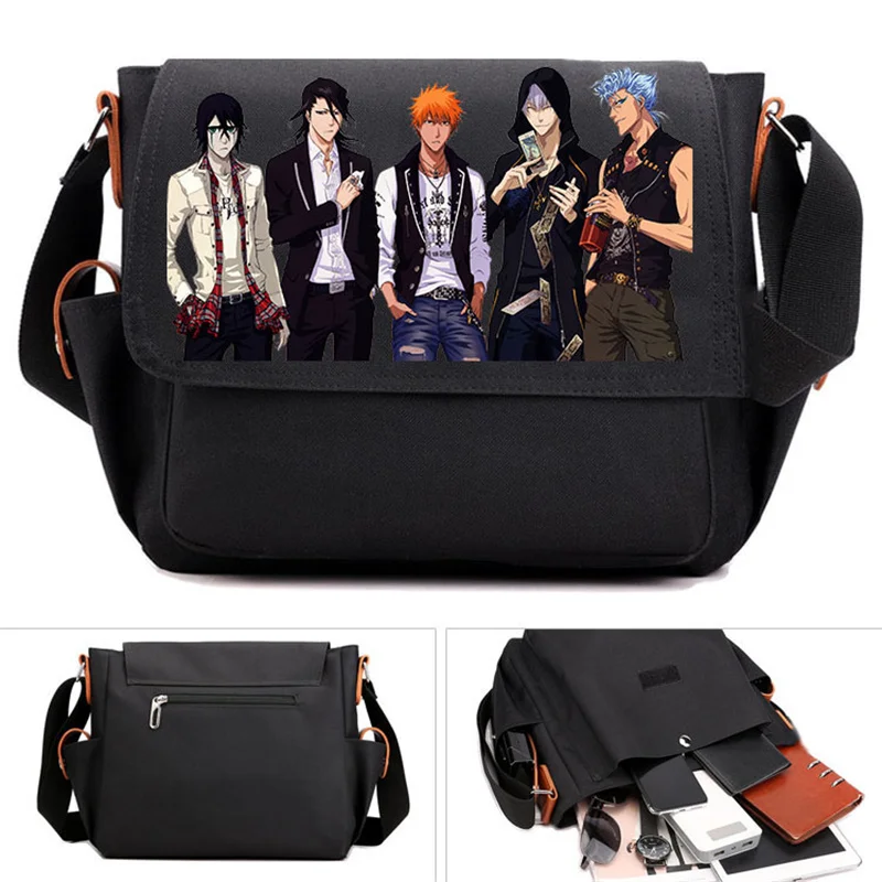 

Anime Bleach Kurosaki Ichigo Shoulder Bags Satchelbag Teenarges Schoolbag Mens Adjustable Strap Messengerbag Crossbody Haversack