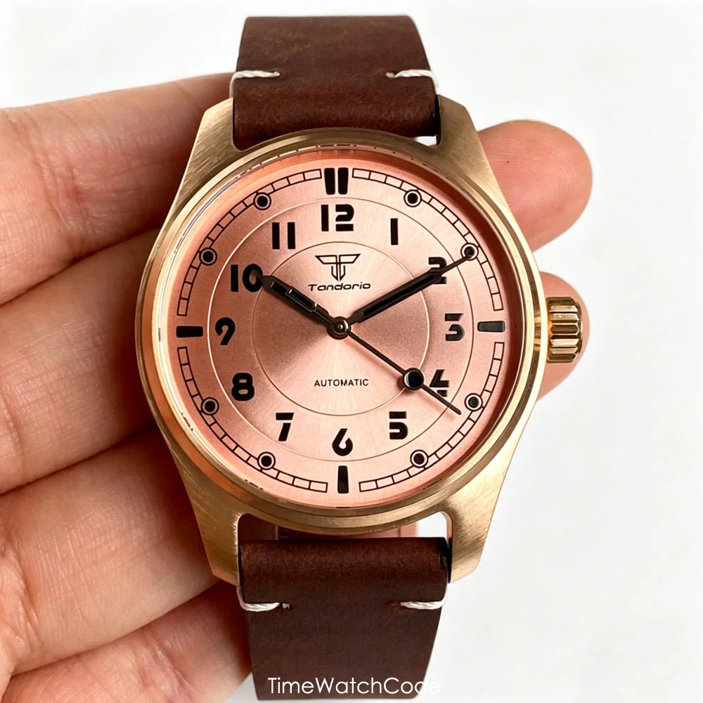 

CUSN8 Real Bronze Tandorio Pilot Automatic Watch for Men 39mm Miyota8215 NH35 Asia2824 Mechanical Sapphire Crystal Sunburst Dial