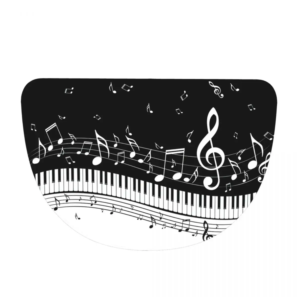 Black White Piano And Music Note Soft Flannel Half Round Doormat Non Slip Bathroom Mat Absorbent Floor Carpet for Garage