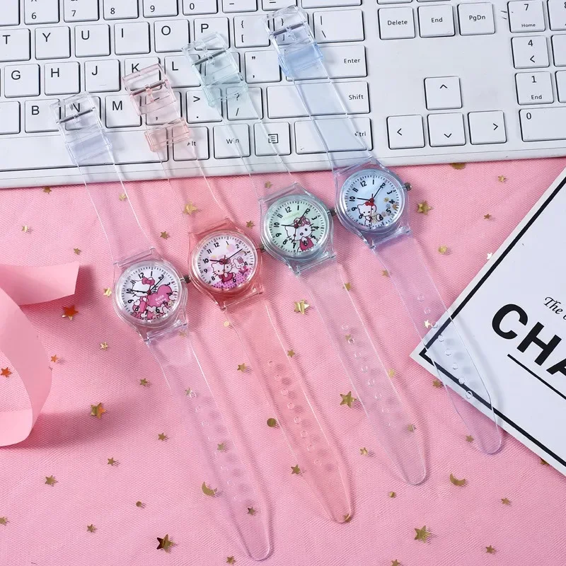 Hello Kitty-reloj electrónico de dibujos animados para niños y niñas, accesorio de pulsera resistente al agua con bonito diseño de dibujos animados,