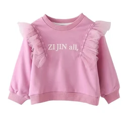 Pullover Tees Full Sleeve Tops O-neck Cotton T-shirts Clothes For Girls Children's Outerwear 2022 New 2 3 4 5 6 7Spring Autumn 