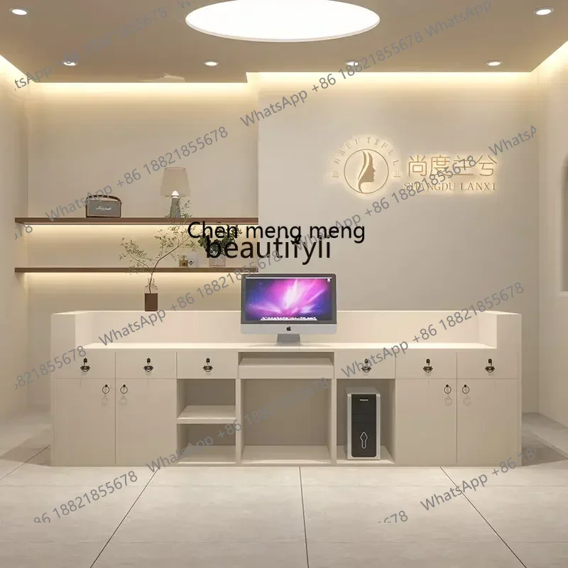 X  RR1 Beauty Salon Clothing Store Beige Cashier Counter Bar Simple Modern Reception Desk