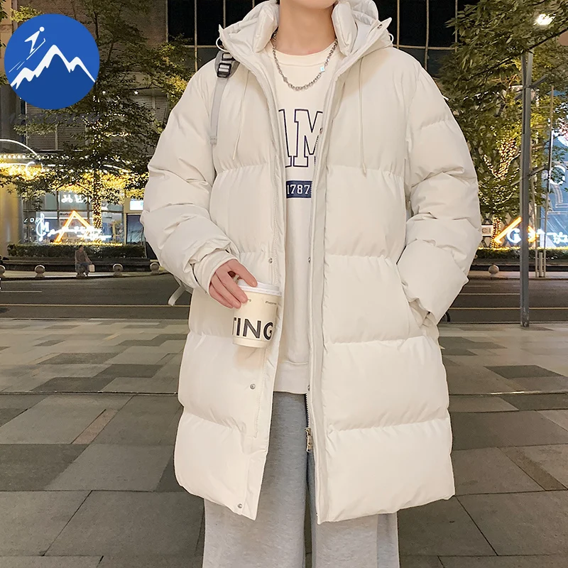 

Maxbarley 2026, зимняя теплая куртка, мужская длинная уличная модная утолщенная хлопковая стеганая куртка, повседневная ветрозащитная морозостойкая парка с капюшоном