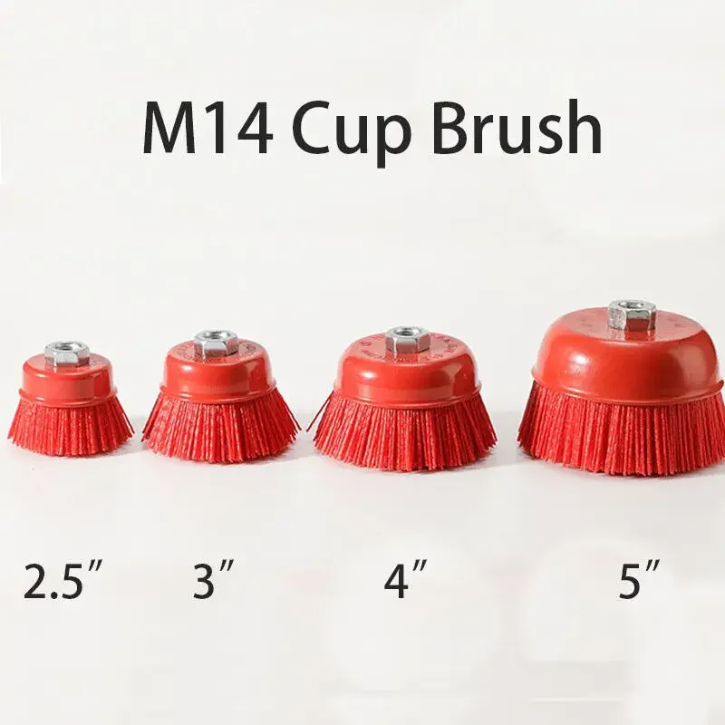 

M14 Cup Brushes Nylon Abrasive Brush Wheel P80 Pile Polymer-abrasive 4.5"Angle Grind