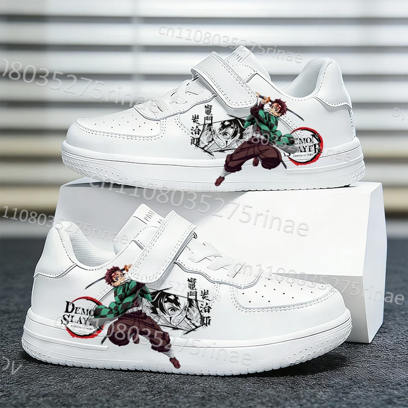 

Popular Kamado Tanjirou Print Kids Shoes Boys Girls Simple Fashion Teenager Campus White Anti Slip Soft Sole Sports Shoes Scarpe