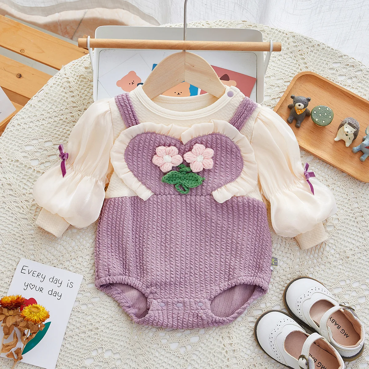 

Autumn New Toddler Princess Bodysuit Desinger Purple Baby Girls Outwear Clothing