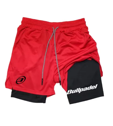 Pantaloncini da corsa da uomo 2 in 1 pantaloncini sportivi a doppio strato sport Fitness Training Bullpadel pantaloni da jogging abbigliamento da