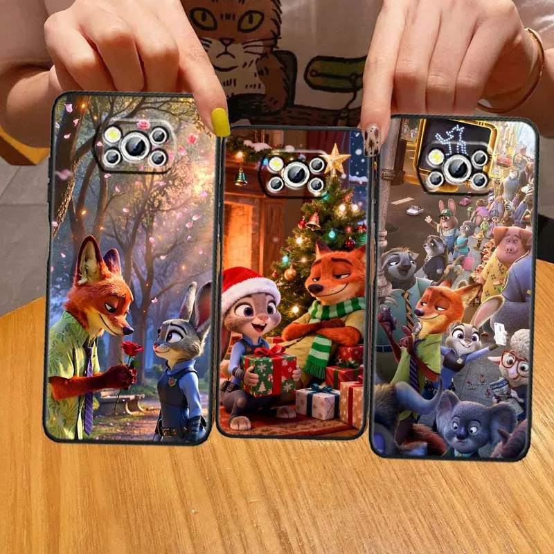 

Cartoon Zootopia Cute For Xiaomi Mi Poco F3 F4 F5 F6 X3 X4 X5 X6 X7 M3 M4 M5 M6 M7 GT Pro 5G Black Cover