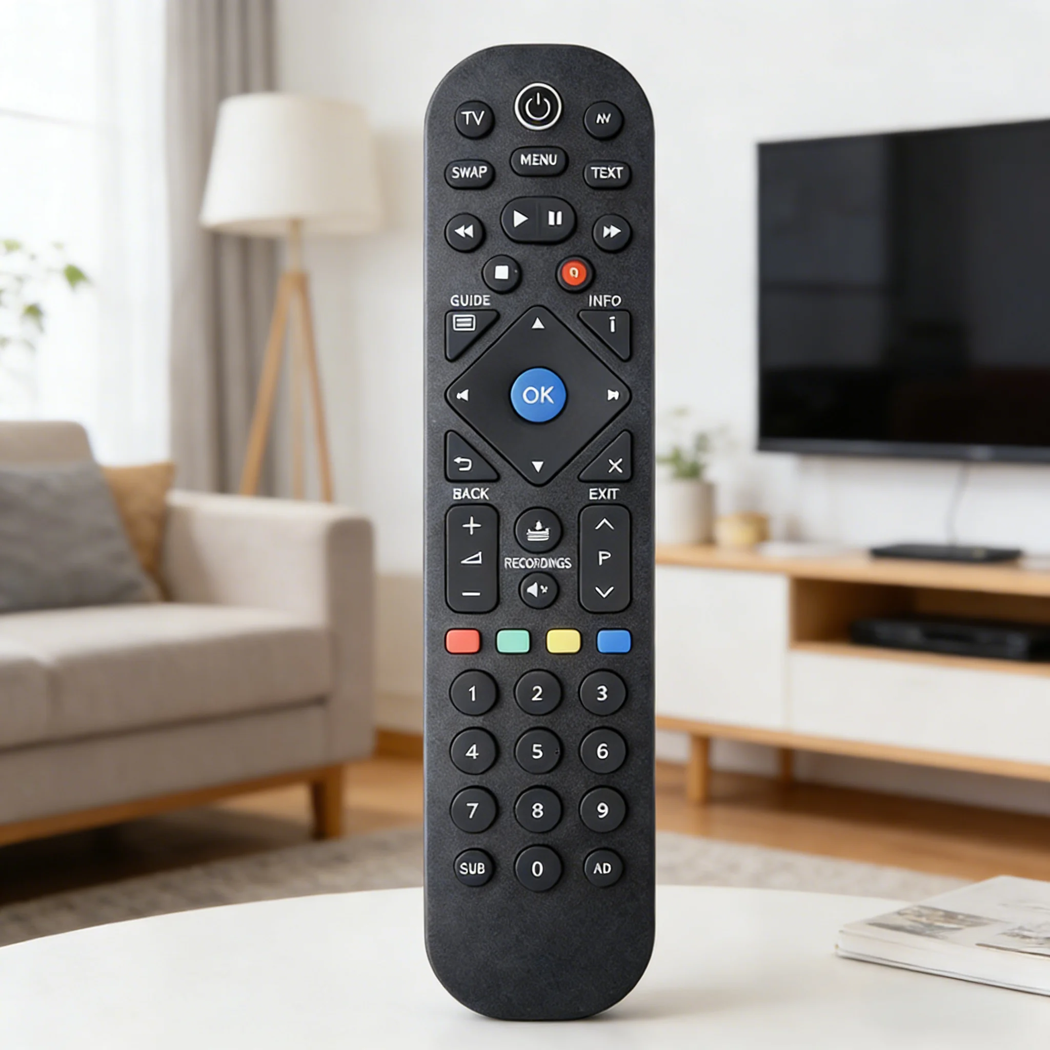 

Manhattan T2-R Black Universal Remote Control Replacement - Remote Control for Freeview HD Recorder Electronic Devices