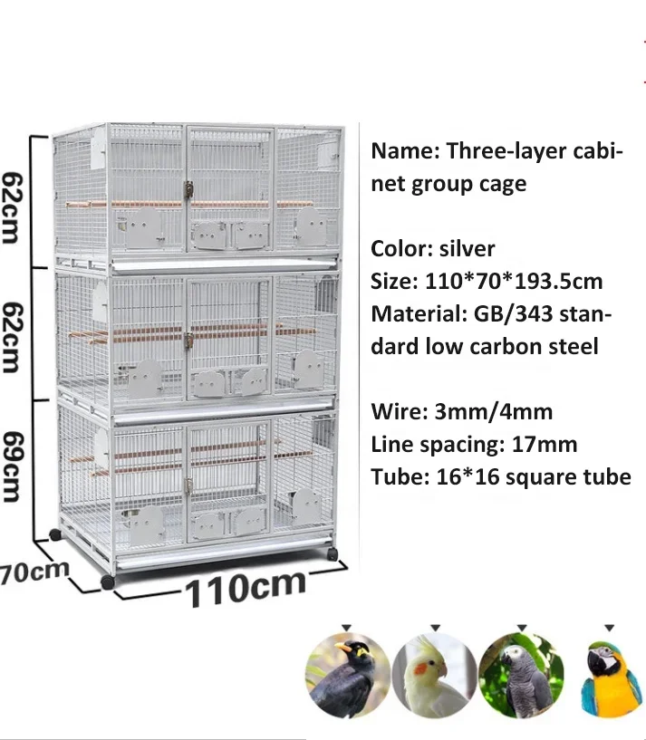 Wrought Iron Bird Cage With Rolling Stand For Parrots Conure Lovebird Cockatiel Pigeon Cages That Can Be Stacked