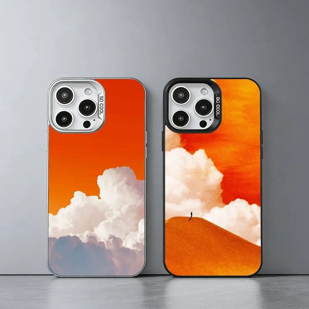 

T-Twilight O-Orange A-Art Phone Case For iPhone 17,16,15,14,13,12,11 Plus,Pro Max,XS,Colored silver phone case