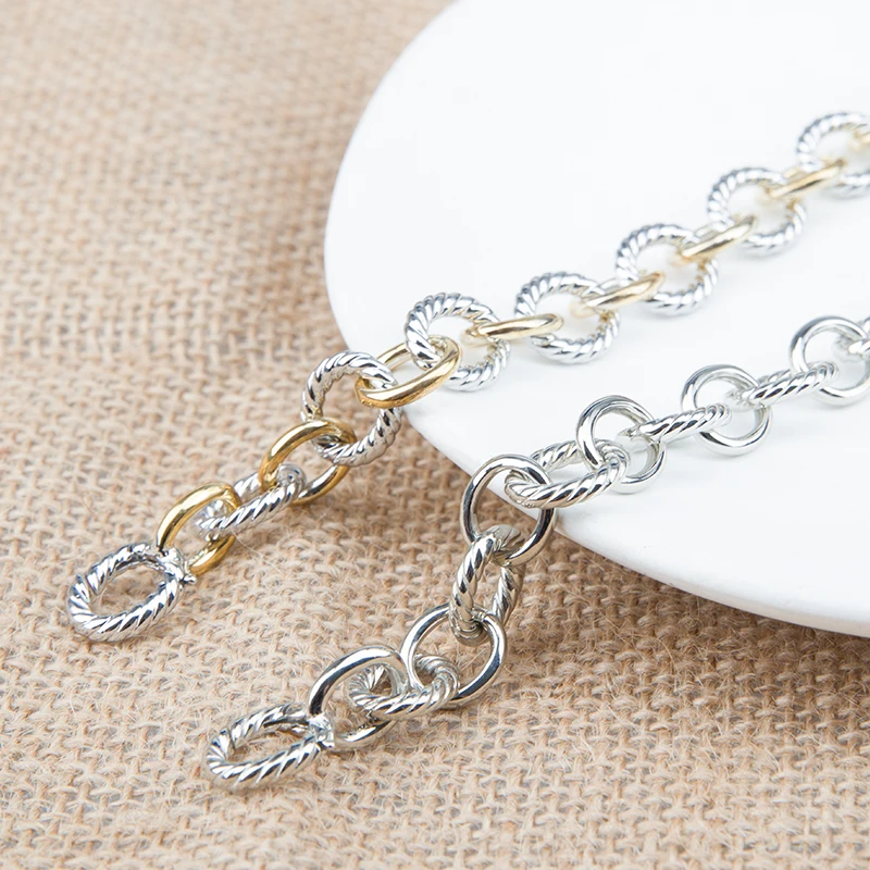 

Fashion Female Copper Bracelet Basic Link Chain With 2 Colors Twist And Smooth Circle for Women Elegant Jewelry Accessories