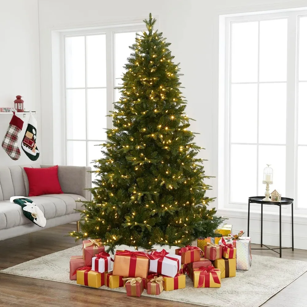 

Home 6.5ft Christmas Tree with Lights, Realistic Fir Christmas Tree Prelit with 1292 Branch Tips, 350 Warm Lights and Meta