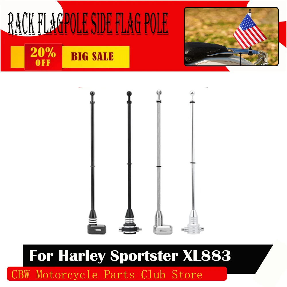 

For Harley Sportster XL883 Touring FLHT Road King Glide Motorcycle Rack Flagpole Side Flag Pole Mount Luggage Rack