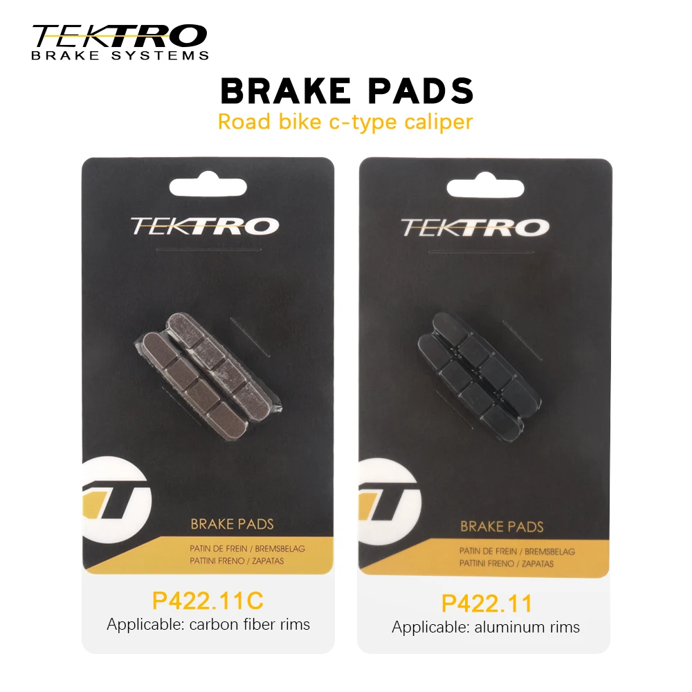 TEKTRO P422.11C/P422.11 Road Bicycle C Clip-on Brake Pad Suitable for Carbon Fiber/Aluminum Alloy Rims Replacement Brake Pads