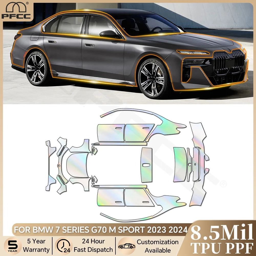 

For BMW 7 Series G70 M Sport 2023 2024 8.5Mil TPU Paint Protection Film Pre-cut PPF Clear Bra Car Body Anti-scratch Resistant