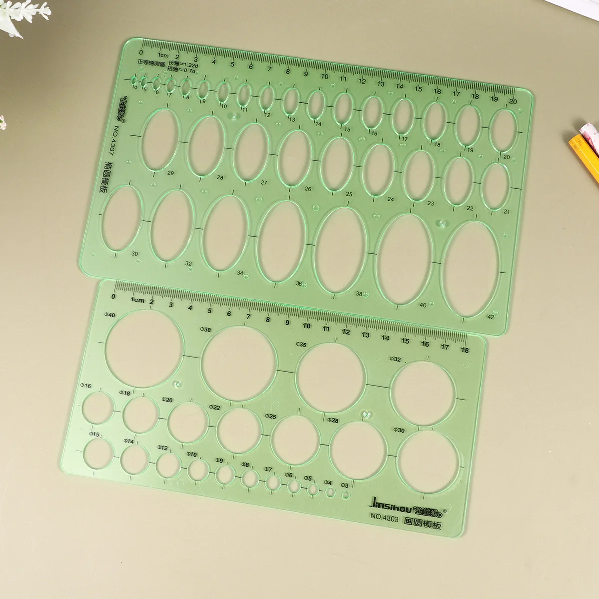 2Pcs Plastic Geometric Ruler Templates Drawing Tools for School Office Art Design Architecture Network Technique