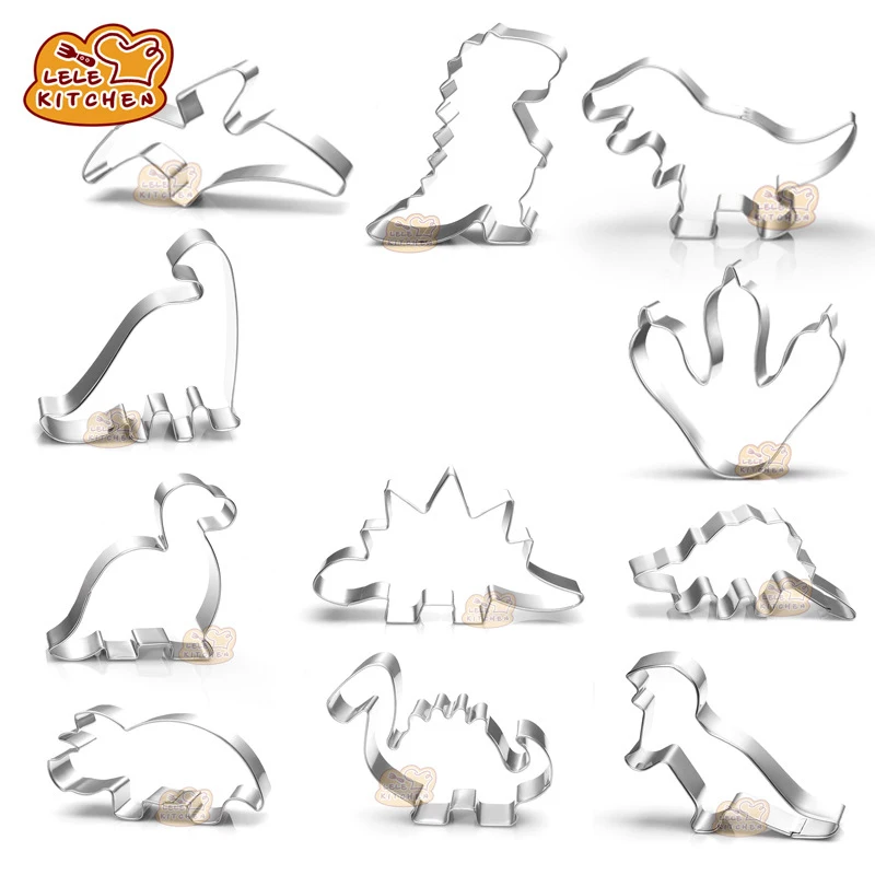 Stainless Steel Dinosaur Cookie Cutter Bread Mould Sugar Biscuit Press Stamp Embosser DIY Fondant Cake Mold Baking Sandwich Kids