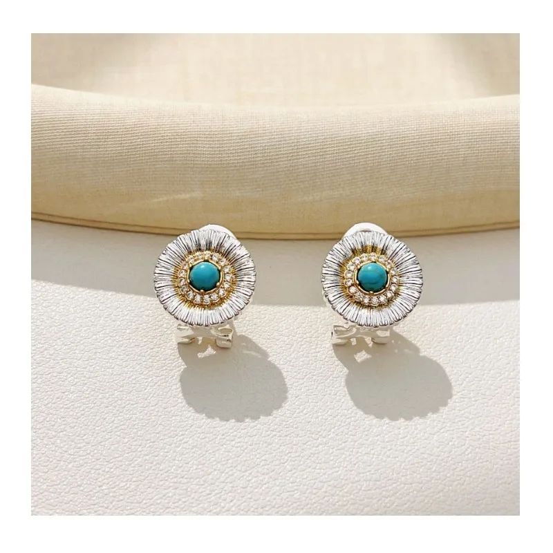 

Light Luxury High-end Small Daisy Stud Earrings Female Needle Niche Design Earrings Turquoise Shell Flower Earrings
