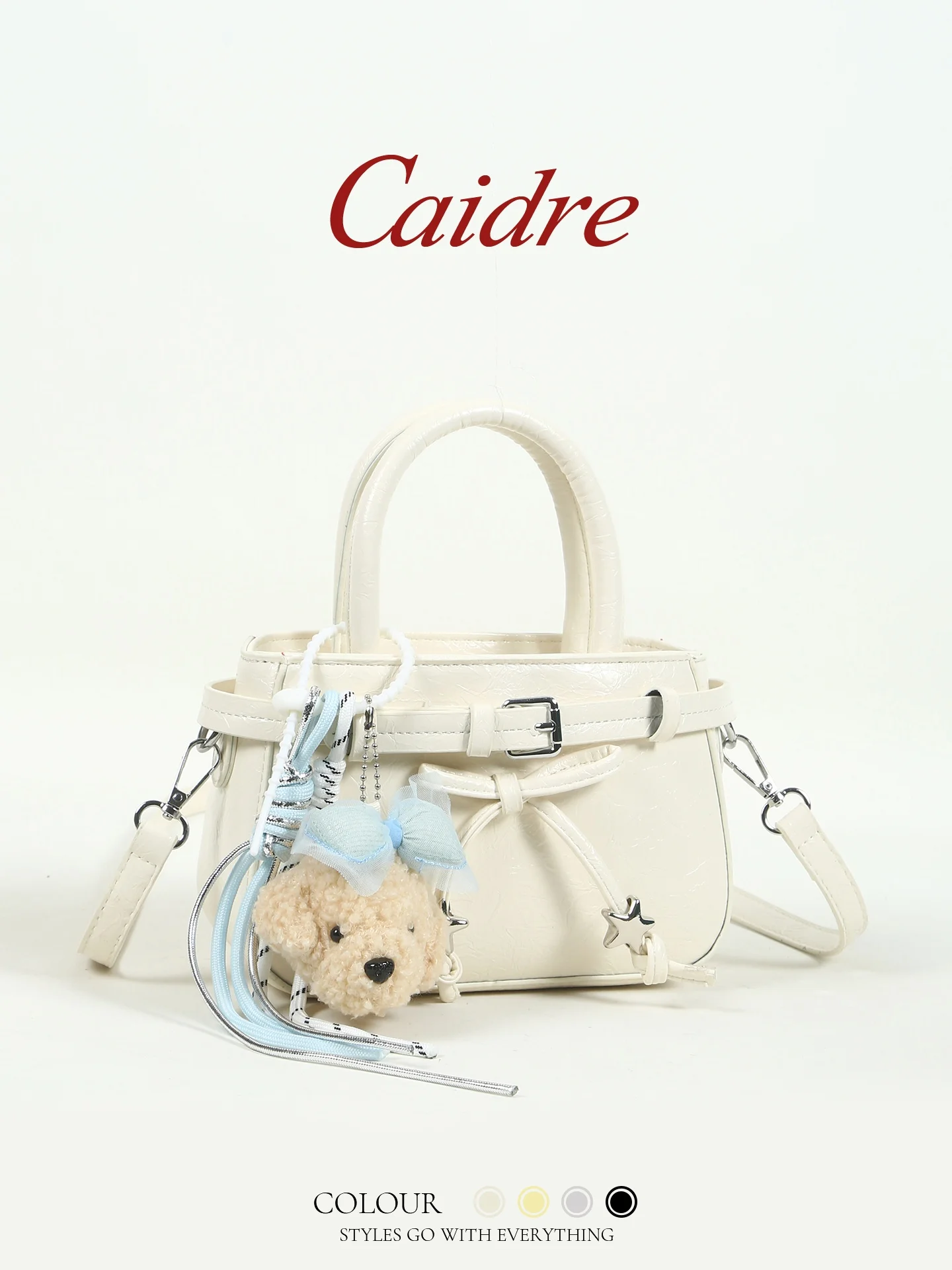 

Caidre Cute Shoulder Bag Women's Birthday Gift Korean Style Crossbody Bag Knot Soft Handle PU Leather Small Square Bag