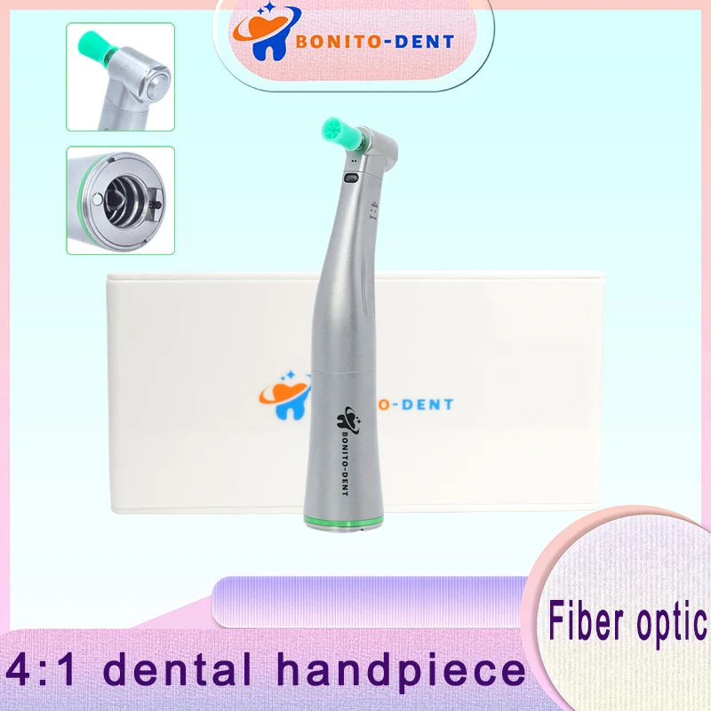 4:1 Straight Handpiece Air Turbine Internal Water Spray With Fiber Optic Low Speed Handpiece  Dentist Clinic Tools