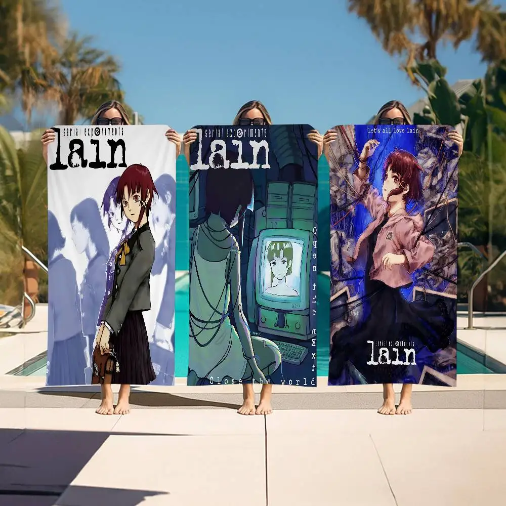 Anime S-Serial Experiments L-lain Microfiber Printed Beach Towel Mountain Climbing Yoga Beach Swimming Running Absorbent Towel