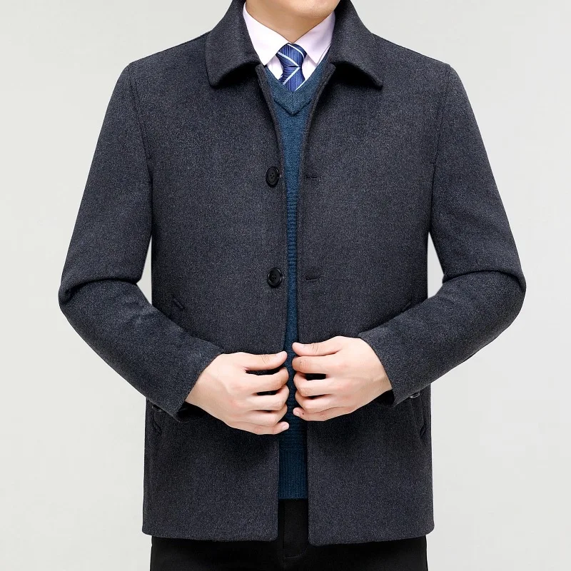 

Men Wool Jacket Slim Fit Thick Warm Trench Jackets Business Casual Fleece Liner Woolen Jackets Mens clothes Autumn Winter Fleece