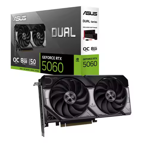 ASUS Dual GeForce RTX 5060 OC 8GB GDDR7 PCIe 5.0 GPU DLSS 4 HDMI 2.1b DP 2.1b Gaming Video Card