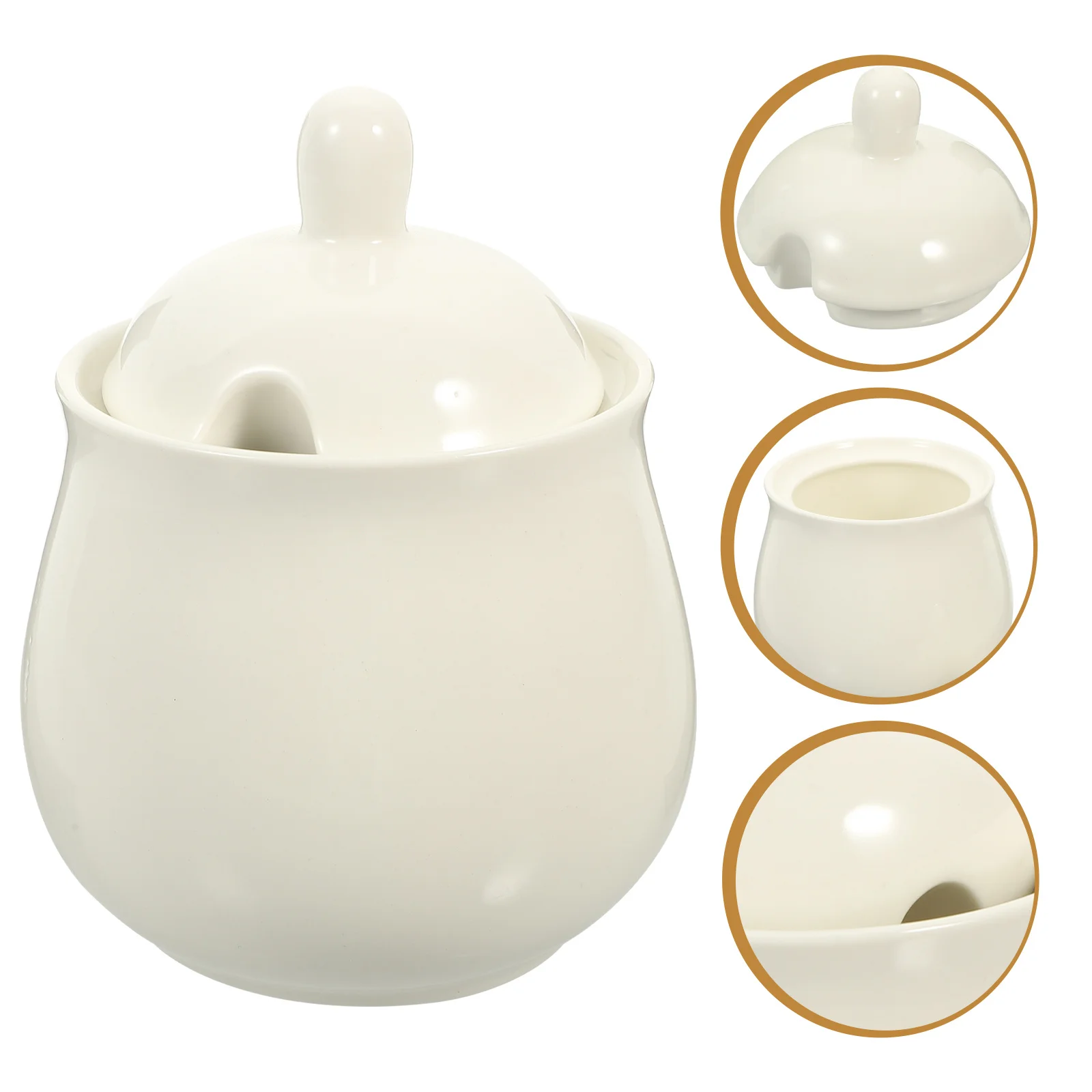 

Ceramic Sugar Container 1Set Creative Seasoning Pot Large Mouth Design Household Storage Jar Premium Material Aesthetic
