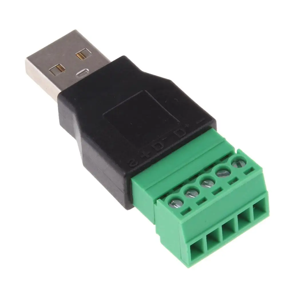 USB 2.0 A Male Plug to 5 Pin/Way Female Bolt Screw terminals Pluggable