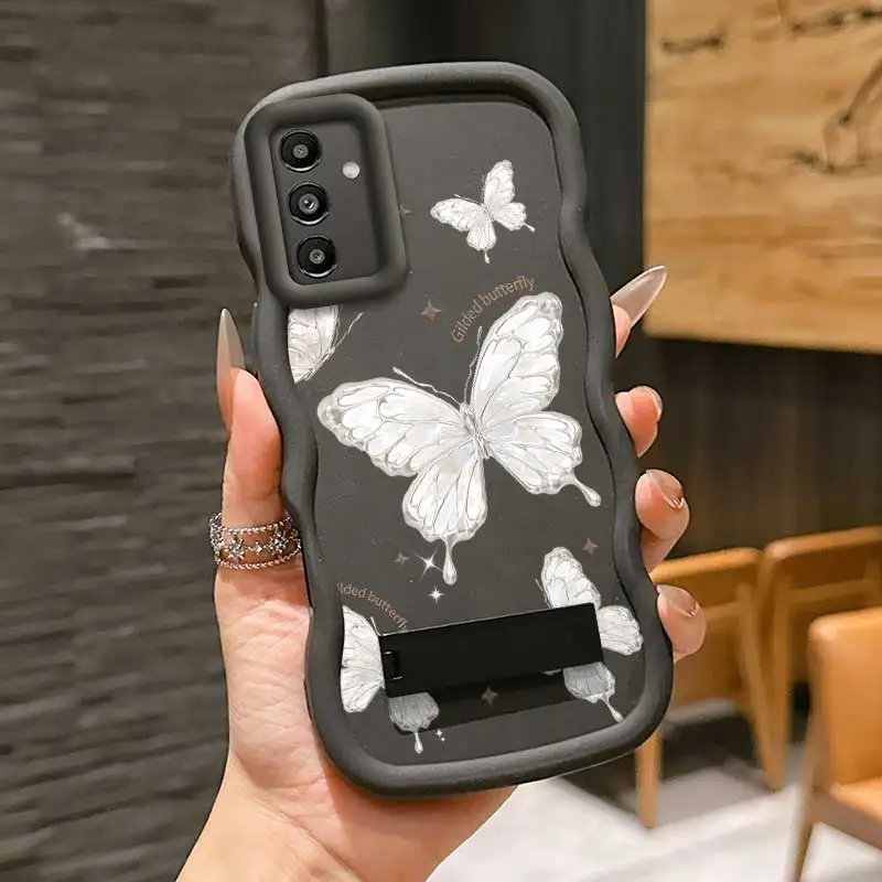 Étui Flexible papillon doré à la mode, adapté à la Galaxy A15 5G, avec caractéristiques raffinées et sur support, adapté à Samsung A F Note
