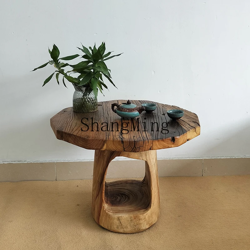 CL  wind coffee table solid wood balcony Zen tea table  creative living room sofa side few old elm