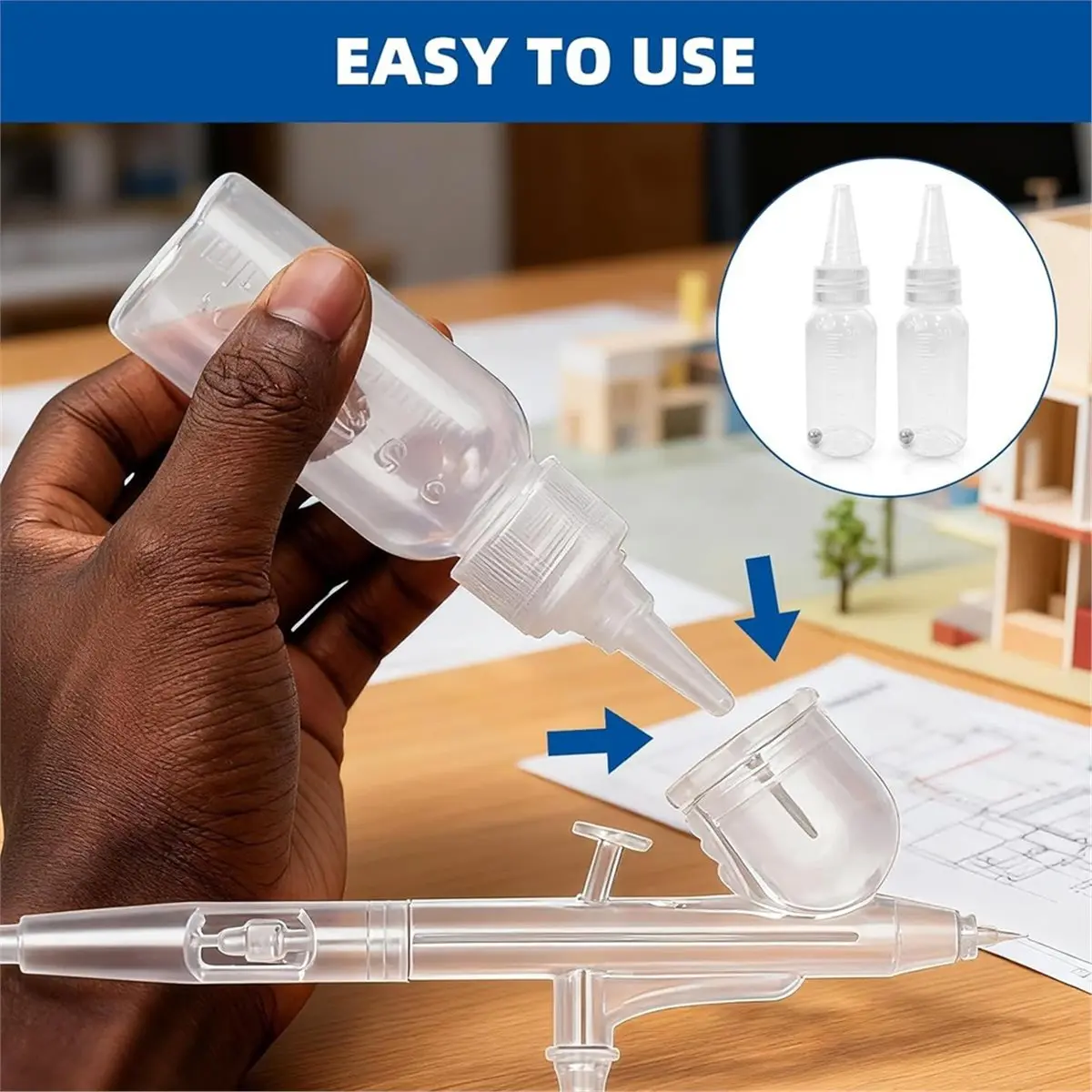 30ml Scale Marked Paint Mixing Bottle Kit with Palette Droppers Stirring Sticks Funnels for Airbrush Painting DIY Work