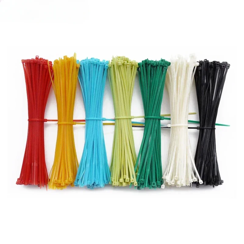 Self Locking Nylon Cable Ties 100/150/200mm Multicolour Plastic Zip Wire Binding Wrap Straps DIY Cable Fasten Organiser