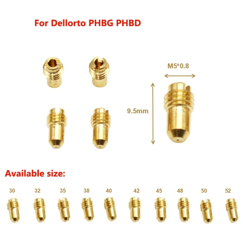 Conjunto de 10 Peças getti minimo Para Dellorto PHBG /PHBD # 30 32 35 38 40 42 45 48 50 52 Injetores Bico Gicleur 1488 Jato de Marcha Lenta / Jato de Marcha Lenta (Idle Jet)
