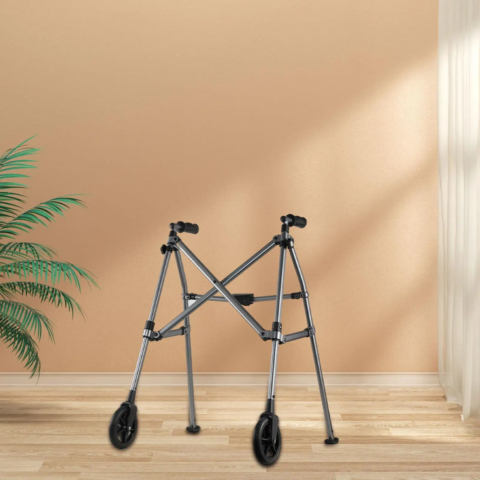 

Mobility Walker Lightweight Folding Rollator Adjustable Height Space Saving Support Device for Seniors Adults