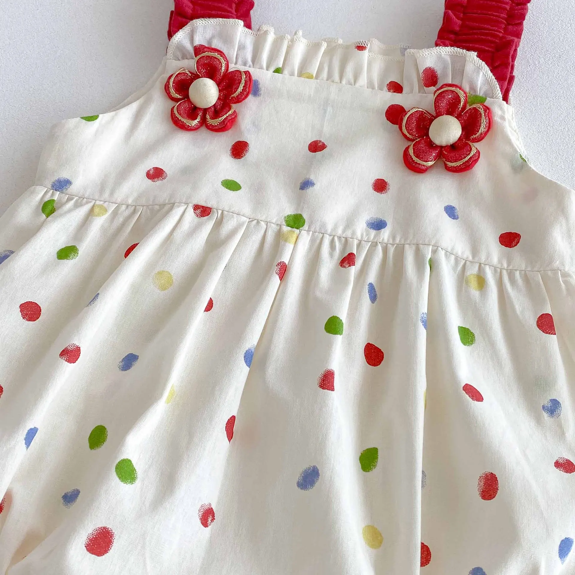 Vêtements pour filles, body et vêtements pour nourrissons à pois colorés, une pièce, 2025