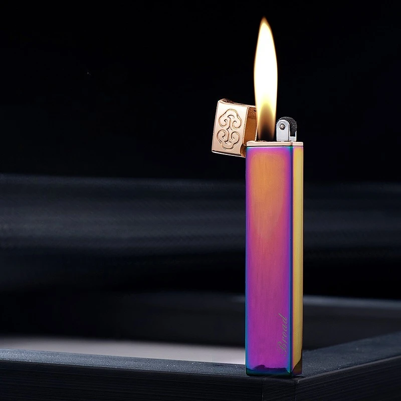 

Retro Mini Grinding Wheel Long Inflatable Open Flame Lighter Rolling Tray Smoking Accessories gadgets for men