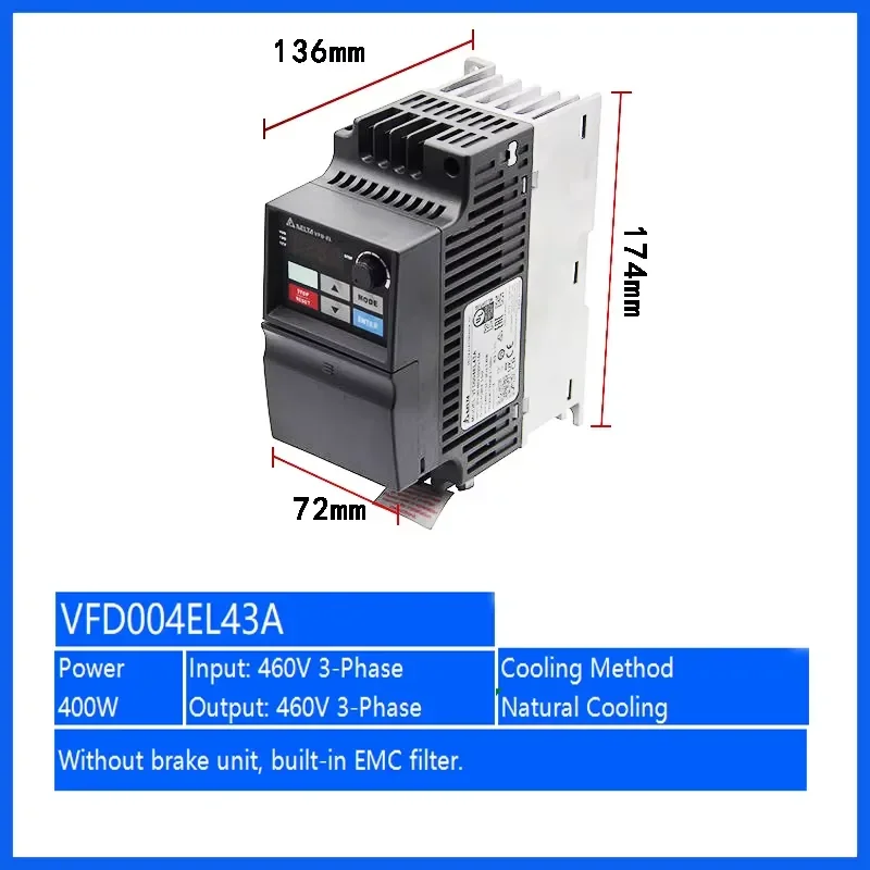 VFD-EL New Single Phase 400W 220V Compact AC Motor Drive Inverter for Industrial Compressor