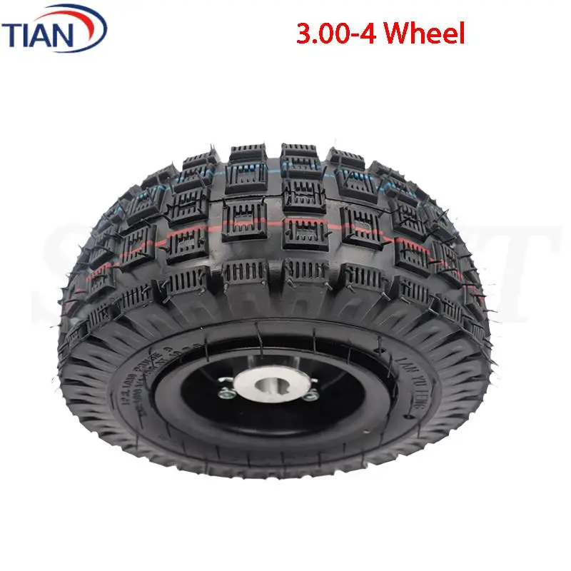 

Комплектная колесная сборка: 10-дюймовая дорожная шина для самоката 3.00-4 и 4-дюймовый легкосплавный диск-ступица