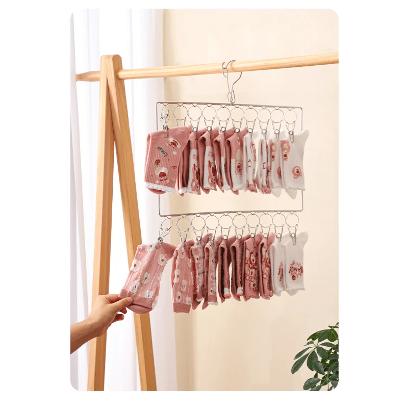 Maximize Space with a Stainless Steel Socks & Underwear Drying Rack - Wind & Rust Resistant!