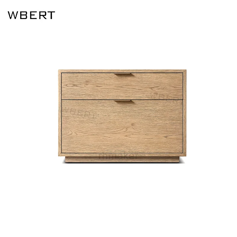 WBERT Supplier American-Style Montecito Closed Nightstand Solid Wood Cabinet Elegant Villa Bedside Table for Home Furniture